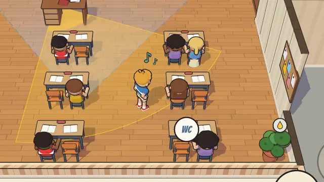 Silent Leak : l'enfant se faufile dans une salle de classe sous le regard de la maîtresse.